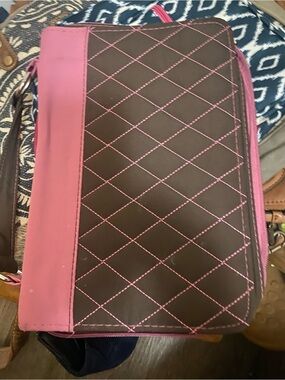 Quilted Pink and Brown Bible Cover